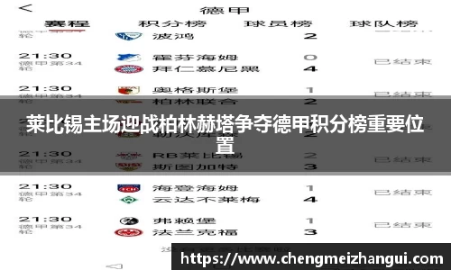 莱比锡主场迎战柏林赫塔争夺德甲积分榜重要位置